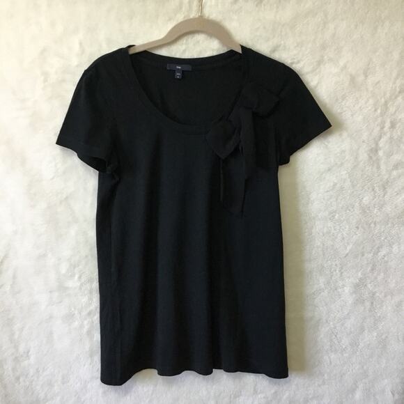 Gap Black Scoop-Neck Bowtie Short Sleeve Top - Picture 1 of 7